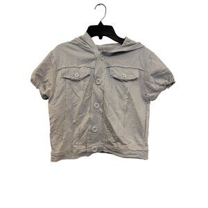 Bluet Sports Womens Short Sleeve Hoodie Button-Up Top Size M Beige